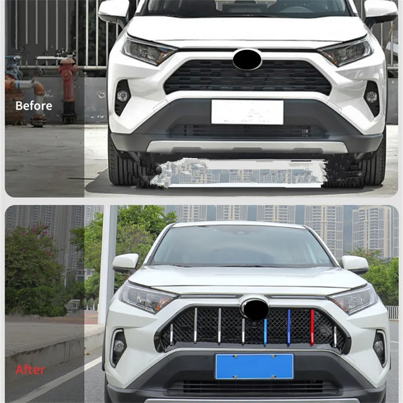 For TOYOTA RAV4 2020-2023 Front car mark Decorative strip intermediate net Decorative bright strip Exterior external Auto Parts