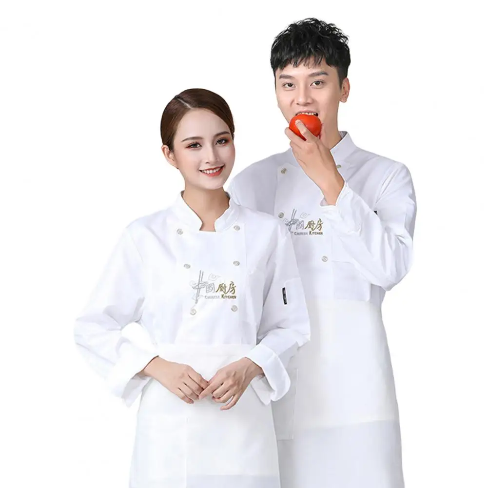 Delicate Chef Shirt Cooking Clothes Chef Top Long Sleeves Female Male Chef Uniform Top  Oil-proof