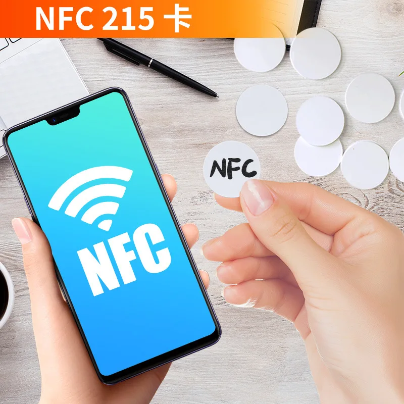 10 Stück NFC 215 Coin TAG Key 13,56 MHz Karte Universal Label RFID Ultralight Tags Etiketten 25 mm Durchmesser Runde Box