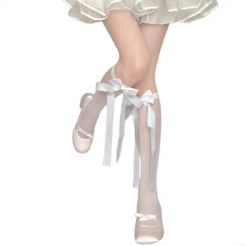 تجارة التجزئة/إسقاط شحن Sweet Bowknot Highs Socks أقواس جوارب الحرير الجوارب العجل للسيدات