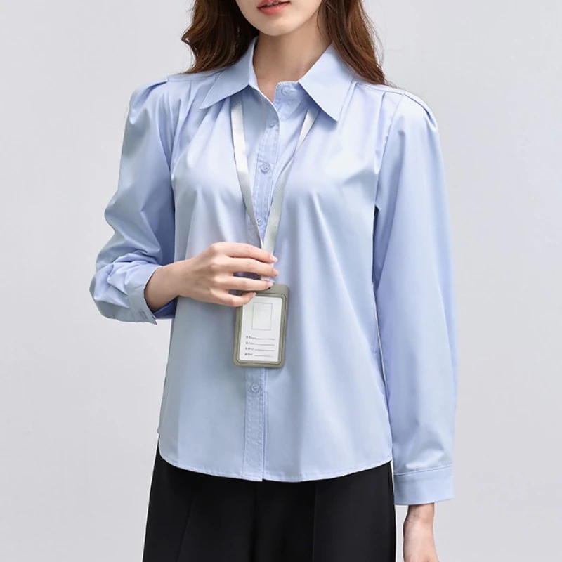 2025 weibliche Business Shirts Koreanische Chic Büro Elegante Frauen Shirts Langarm Bluse Feste Taste Frauen Casual Trend Tops