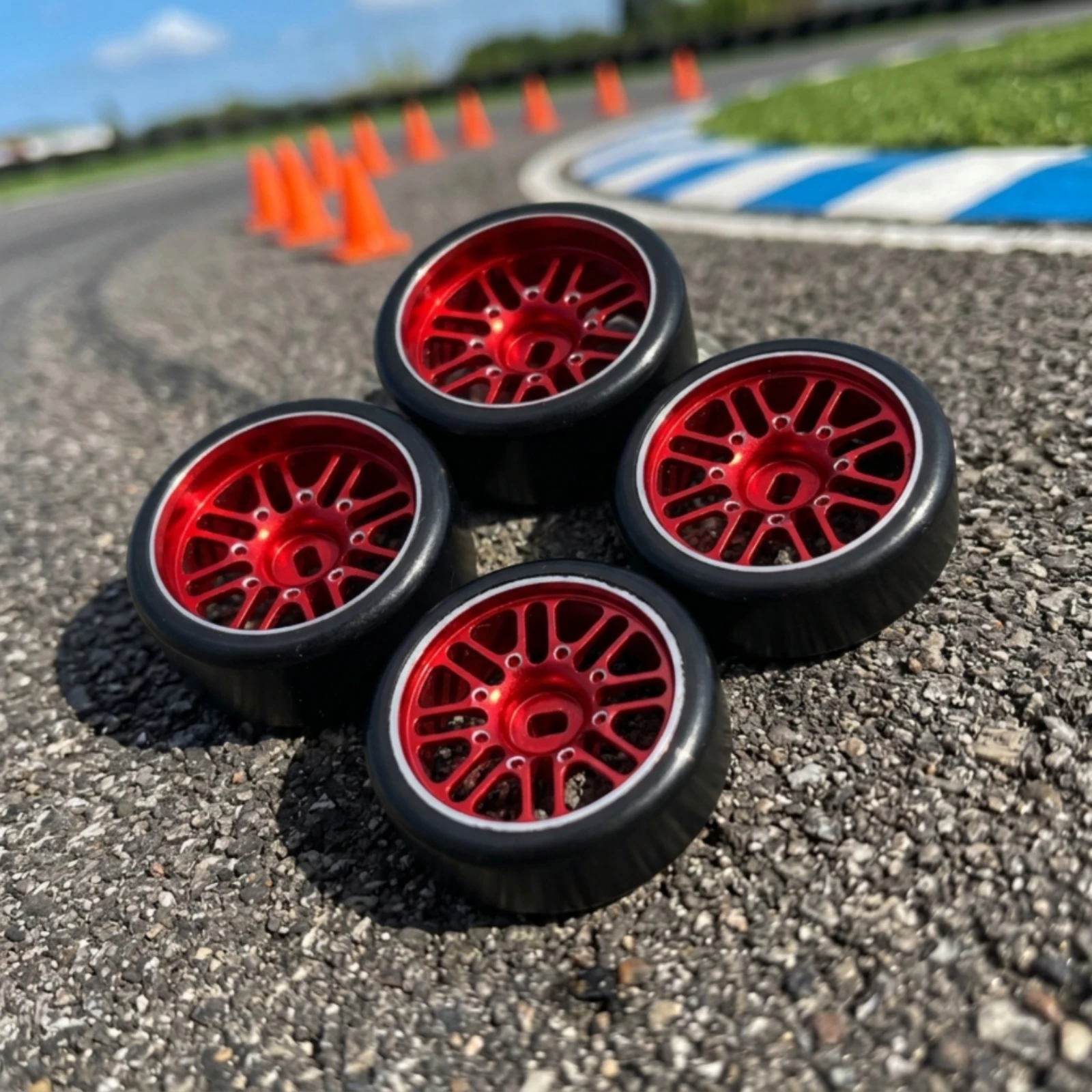 4 Pieces RC Car Wheel and Tire Assembly Slim-Profile RC Wheel with Rubber Tire Deep-Dish Racing for Hobbyists, Drift Cars