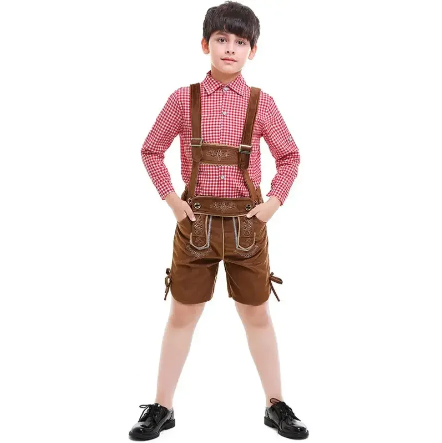 Costume d'Oktoberfest Lederhanced pour enfants, vêtements de fête de festival bavarois, olympiques de paupières pour enfants, spectacle sur scène, carnaval pour garçons