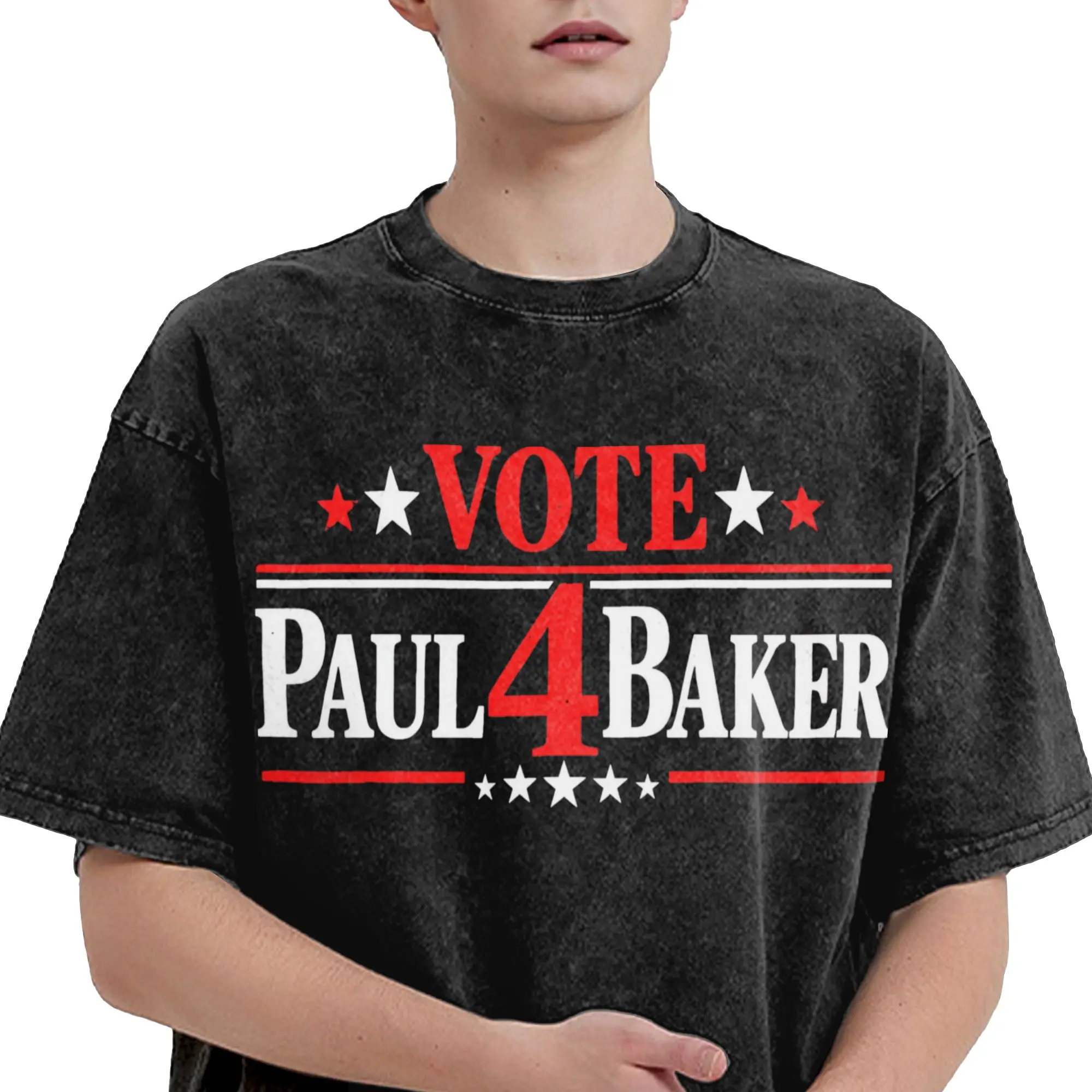 Vote 4 Paul Baker  Accessories Washed T Shirts Men Women Streetwear Hip Hop T-Shirt Summer  Tees Short Sleeve