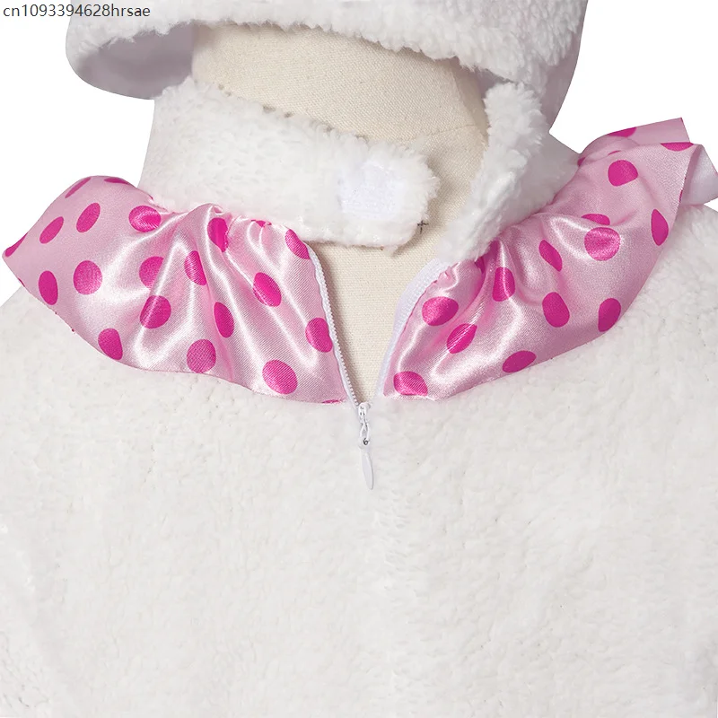 2025 New Arrival Cute Bunny Child Book Week Halloween Dress Up Jumpsuit With Hood Suit Fuzzy White Rabbit Costume For Girls view 6