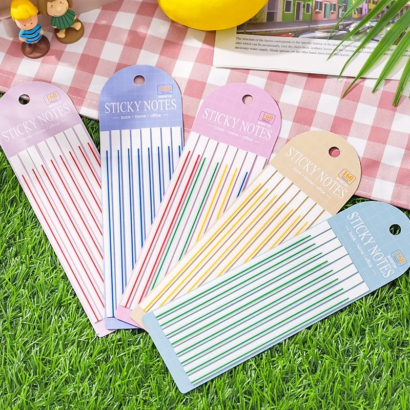 25Sheets transparent sticky notes thin long strips students colorful highlighting stickers fluorescent index Scrapbook 20*6CM