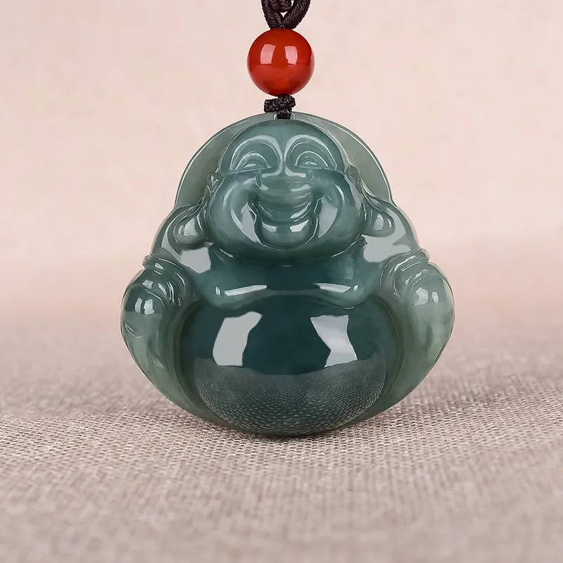 A Goods Glutinous Seed Oil Green Seed Laughing Buddha Pendant for Men and Women