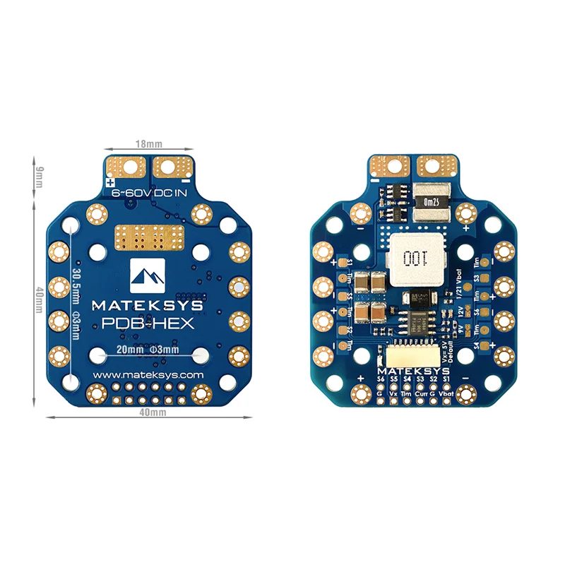 MATEK PDB-HEX 2-12S 5A 5V/9V/12V BEC Power Distribution Board PDB Outputs High Precision Current Sense for FPV Racing Drone