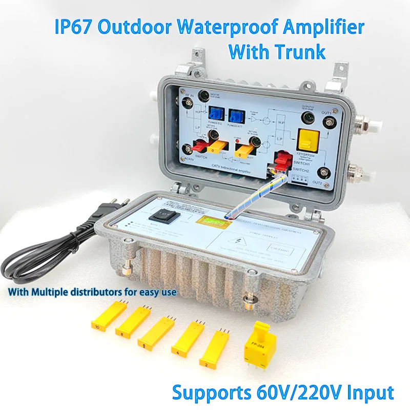 Amplificador profissional ftth catv bidirecional 30db, amplificador rf de alto ganho, 60v/220v ip67, à prova d'água, preço de fábrica, atacado