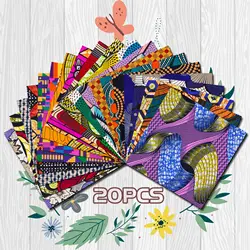 20 pz 25X25 Cm/9.8X9.8 pollici poliestere tessuto africano quadrato nessuna ripetizione tessuto Patchwork stampato mestiere per fai da te