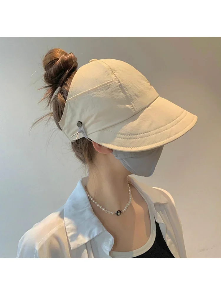 Women's 2023 Summer New UV-Proof Sun-Proof Sun Protection Hat Sun Hat with Ponytail Hat Peaked Cap