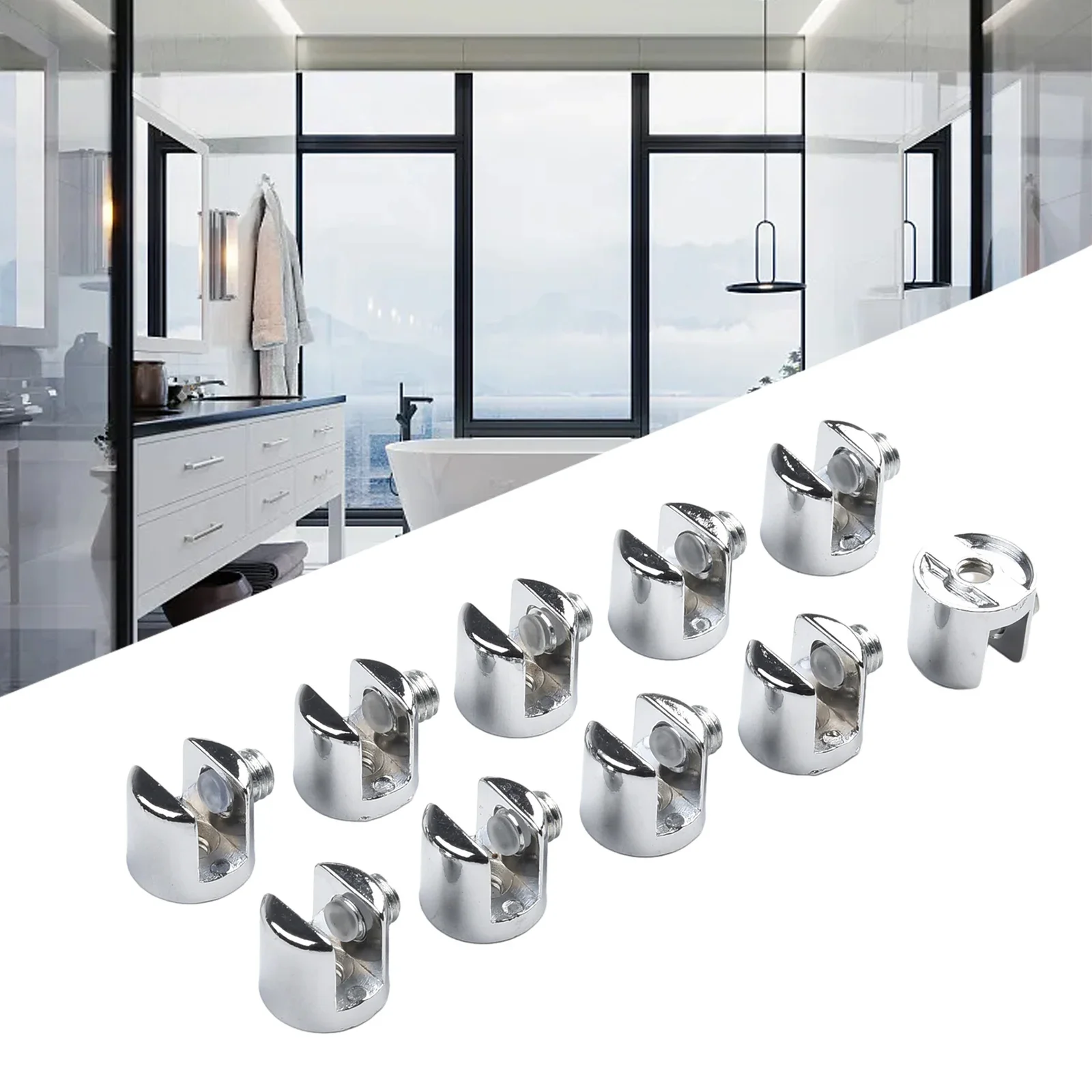 Clips Glass Bracket Clamp Shelves Zinc Alloy 6-8mm Chrome Home Quality Shelf Support For Fixing Bathroom Glass