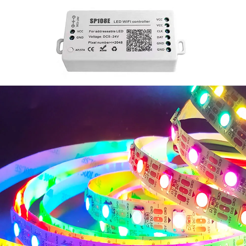 SP108E Wifi Controller WS2812B SK6812 RGB Led Strip Magic Home Bluetooth USB Remote DC5V