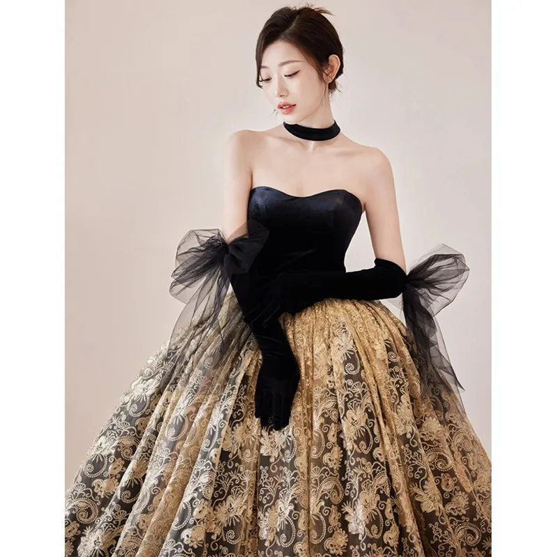 New banquet light luxury temperament art exam graduation adult host toasting dress