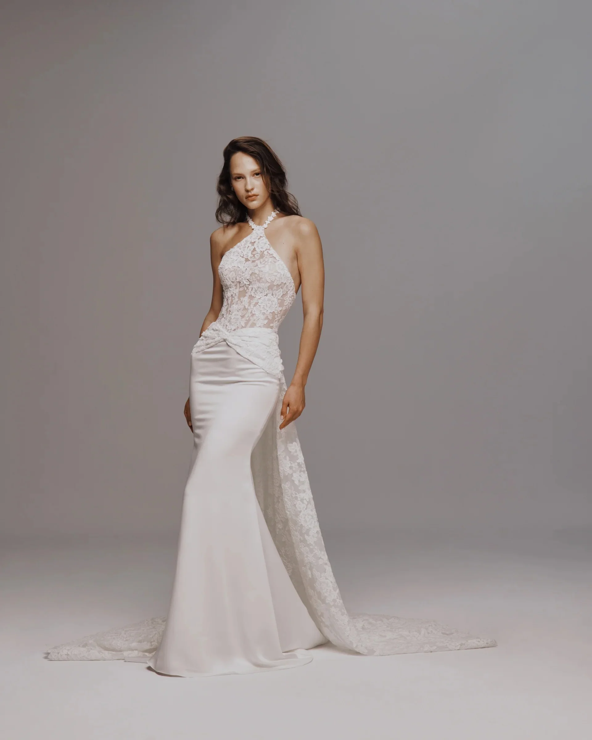Vestido De Novia Boda 2 En 1 Desmontable Vestidos 2026 Elegante Corte Sirena Encaje Satin Wedding Dress Manga Larga Blanco Civil