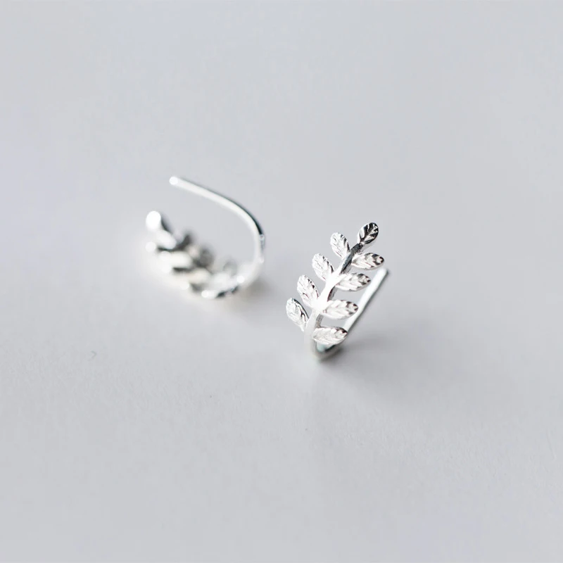 Modian Simple Lucky Tree Leaf Swing Charm Hoop Earrings Classic 925 Sterling Silver Prevent Allergy Jewelry For Women Bijoux
