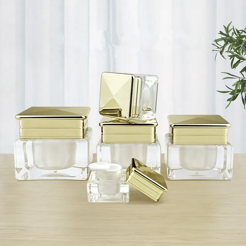3-グラム-50-グラム正方形空のフェイスクリームジャーポータブル化粧品容器サンプルボトルアクリル旅行美容サロン包装材料