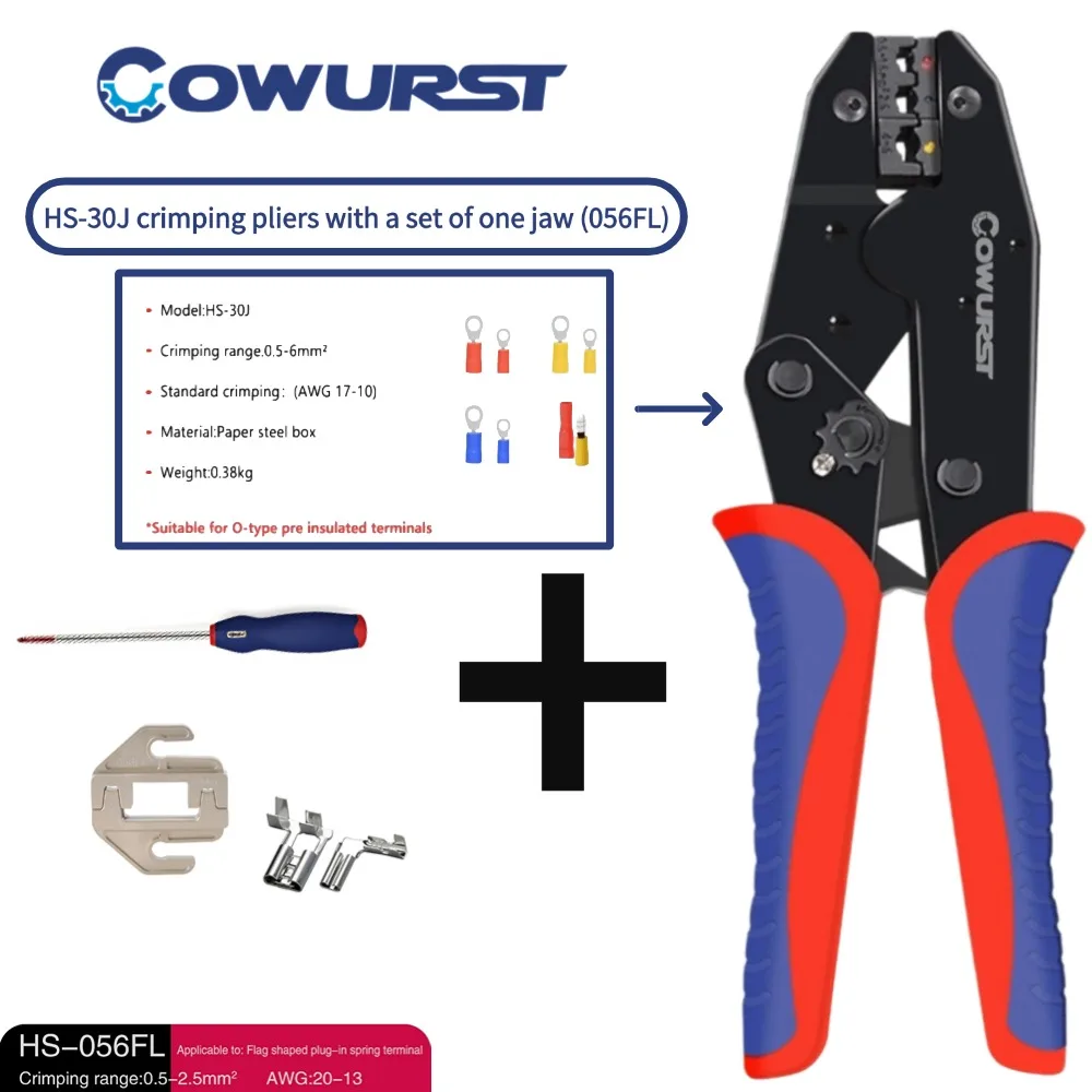 Pinza a crimpare terminale preisolata HS-30J Strumento professionale fai-da-te, viene fornito con un set di ganasce per crimpare cavi