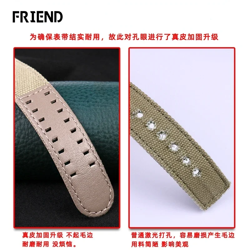 Genuine Leather Watch Strap for Hamilton Khaki Aviation Field Canvas Strap 20mm 22mm Watchband Accessories