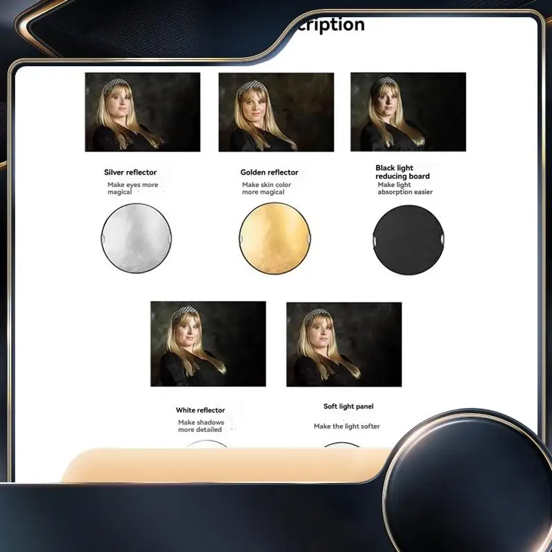 

5-In-1 Foldable Round Reflectors For Photography, Fill Light Accessories For Outdoor Photo Shoots And Backdrops