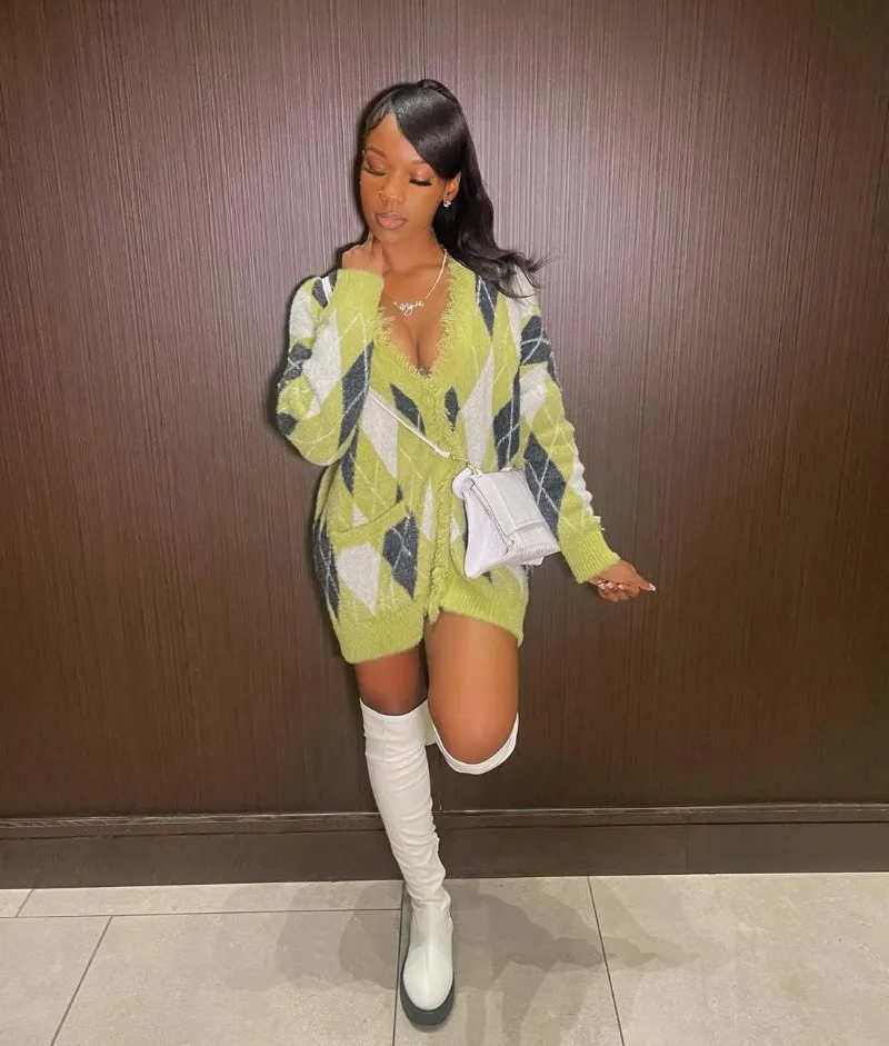 

KEXU элегантный женский вязаный ребристый свитер с кисточками и длинными рукавами, тонкий кардиган с открытой строчкой, толстые теплые свитера большого размера, верхняя одежда