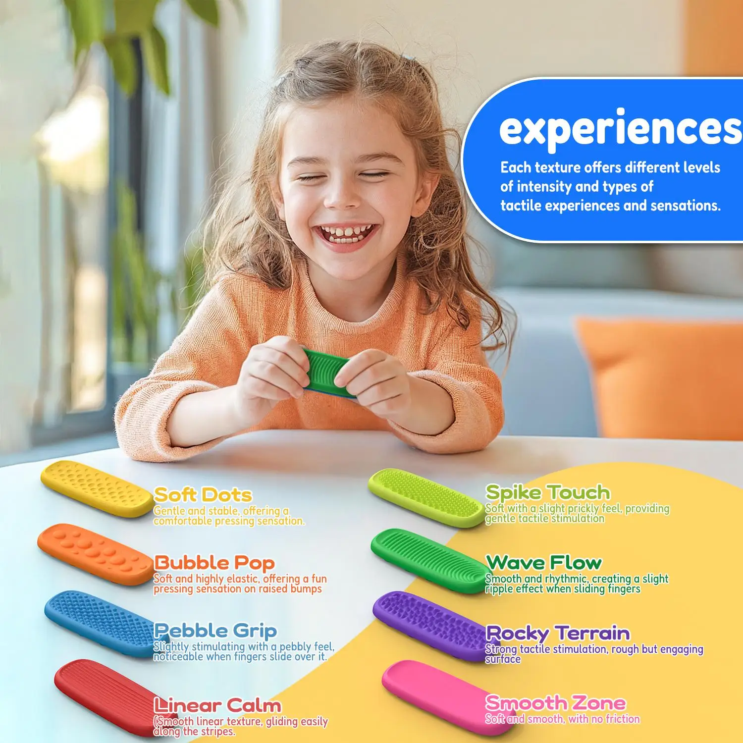 Fidget Toy Piedra sensorial, EDC Fidgeting Antistress Ansiedad Sensorial Anti estrés Aliviador de juguete para adultos Niños Autismo TDAH 8 piezas