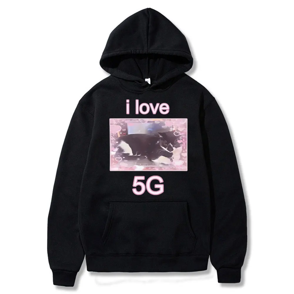 

Funny I Love 5G Cat on Laptop Unisex Style Hoodie Men Women Cute Kawaii Sweatshirt Male Oversized Clothes Fleece Cotton Hoodies