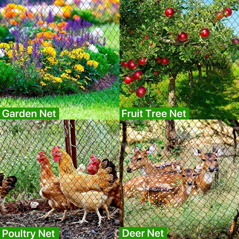 25x50ft - Protective Mesh for Chicken Coops, Fruit & Plants Against Birds, Deer, Squirrels - Durable Poultry Netting for Outdoor