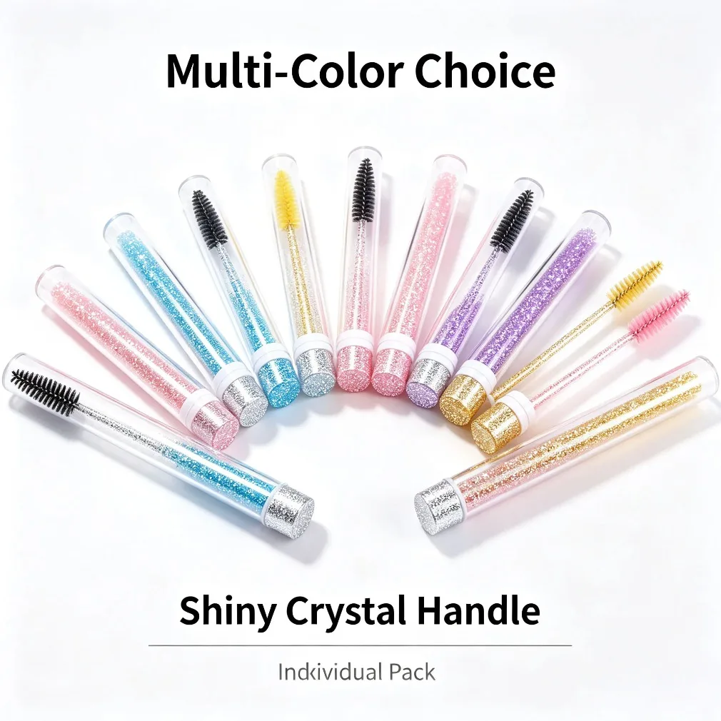 Premium Crystal Diamond Wand Disposable Lash Brush Applicator Private Label Custom Logo Vegan Makeup Brushs Wholesale