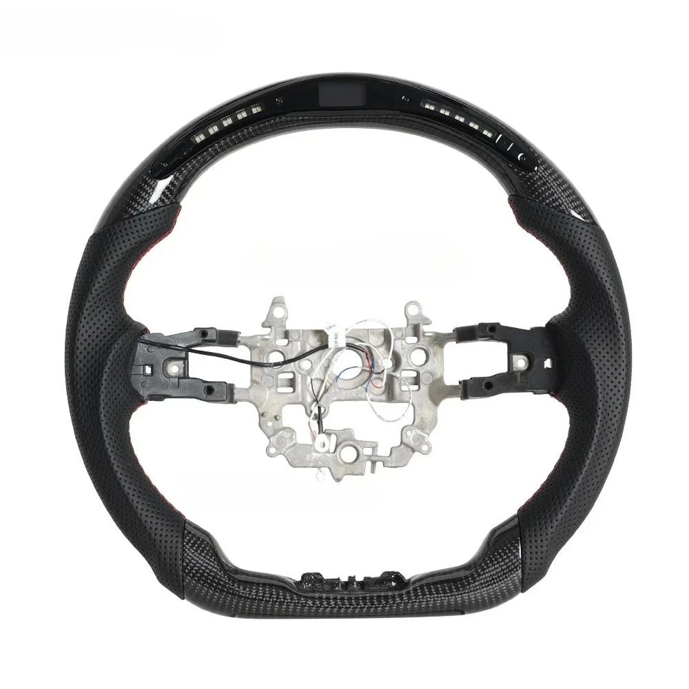 

LED Display Carbon Fiber Steering Wheel D-Type Flat Bottom For Honda 11th Civic Gen 2021-2025 Perforated Leather Red Stitching