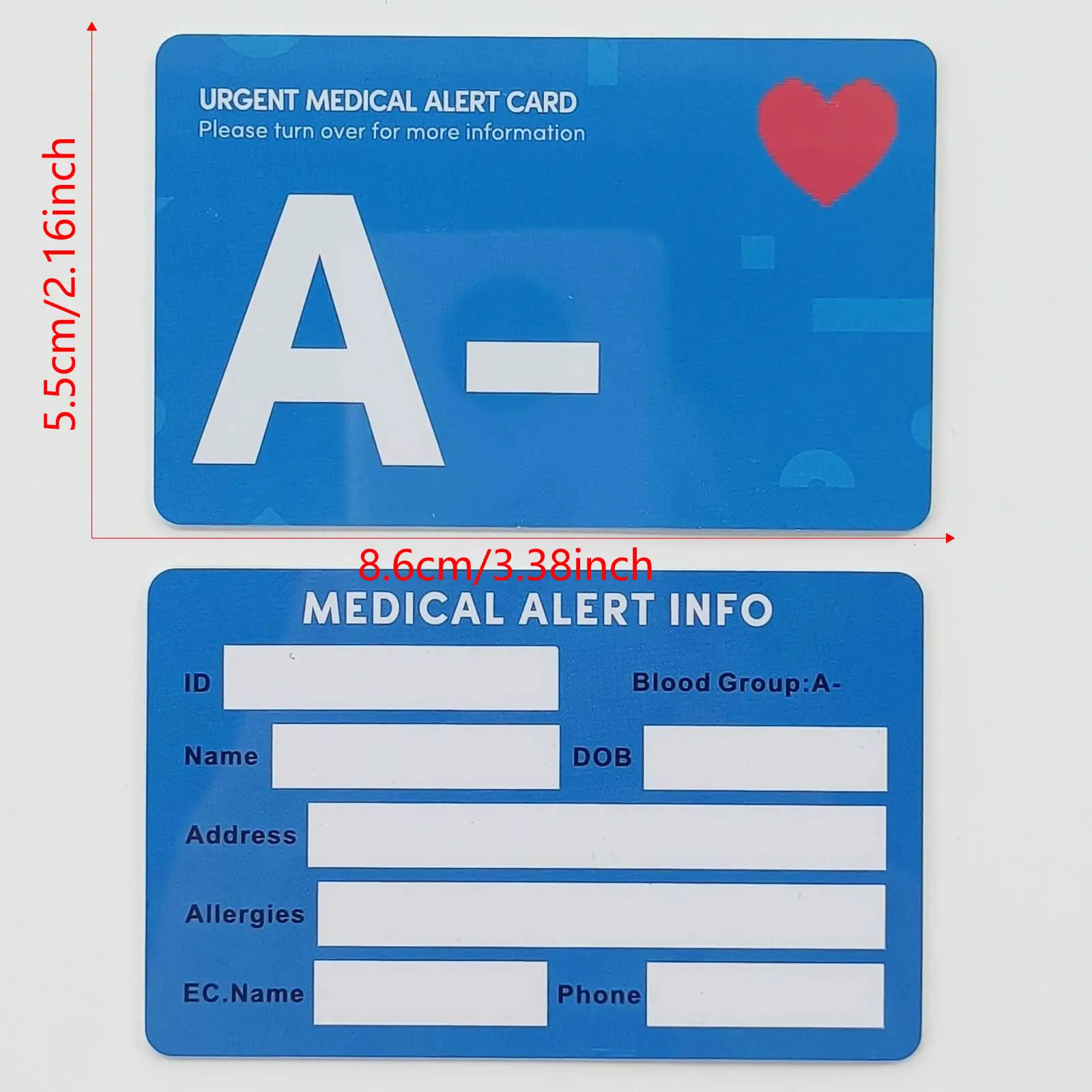 Writable MEDICAL ALERT INFO BLOOD GROUP CARD