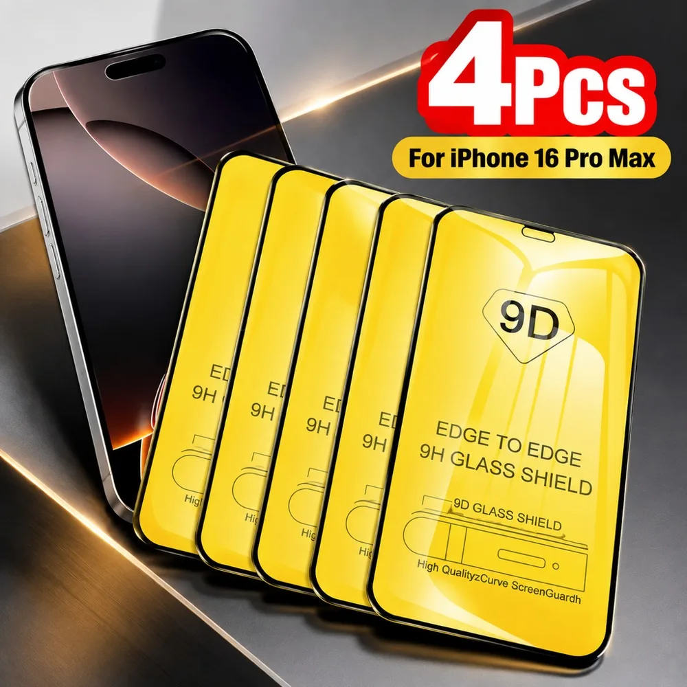 4 Stück Displayschutzfolie aus gehärtetem Glas für iPhone 18, 17, 16, 15, wasserabweisend, HD, kratzfest, bruchsicher, für iPhone 14, 13, 12, 11