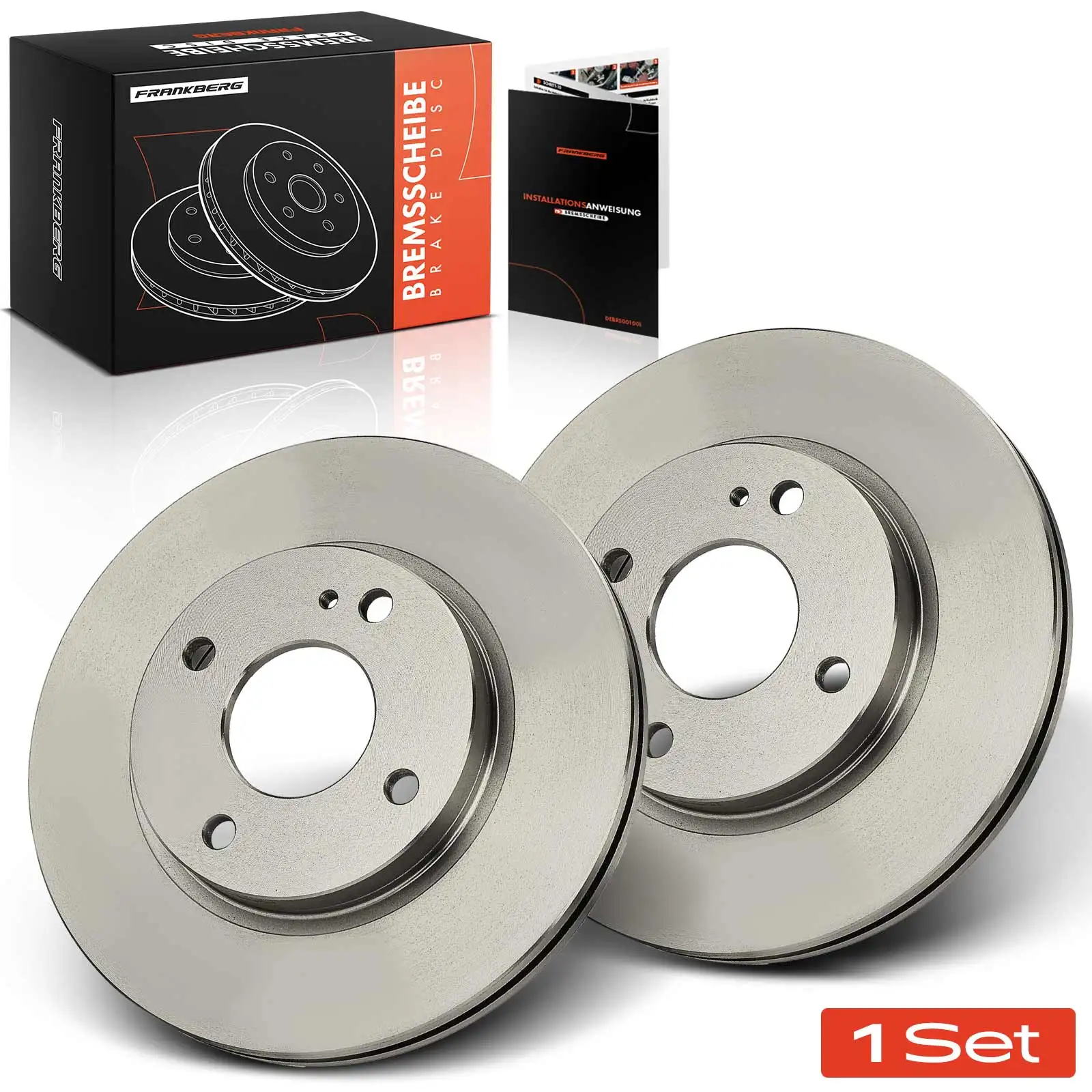 Frankberg 2x Disques de frein pour essieu avant pour Ford Fiesta VI Van 1.0L 1.2L 1.4L 1.5L 2008-2018 1546835 1523795 8V511125AC