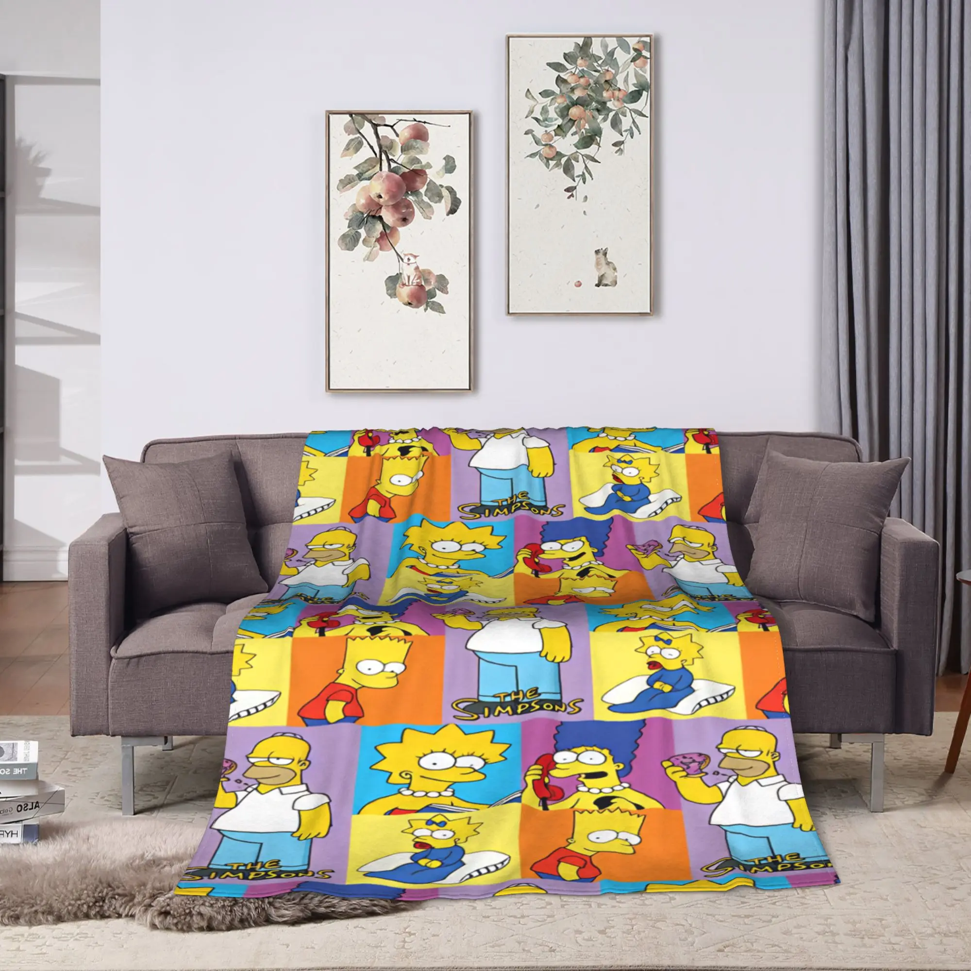 The S-simpsons  Blanket Quality Soft Warm  Throw Blanket Winter Airplane Travel Bedroom Fashion Bedspread