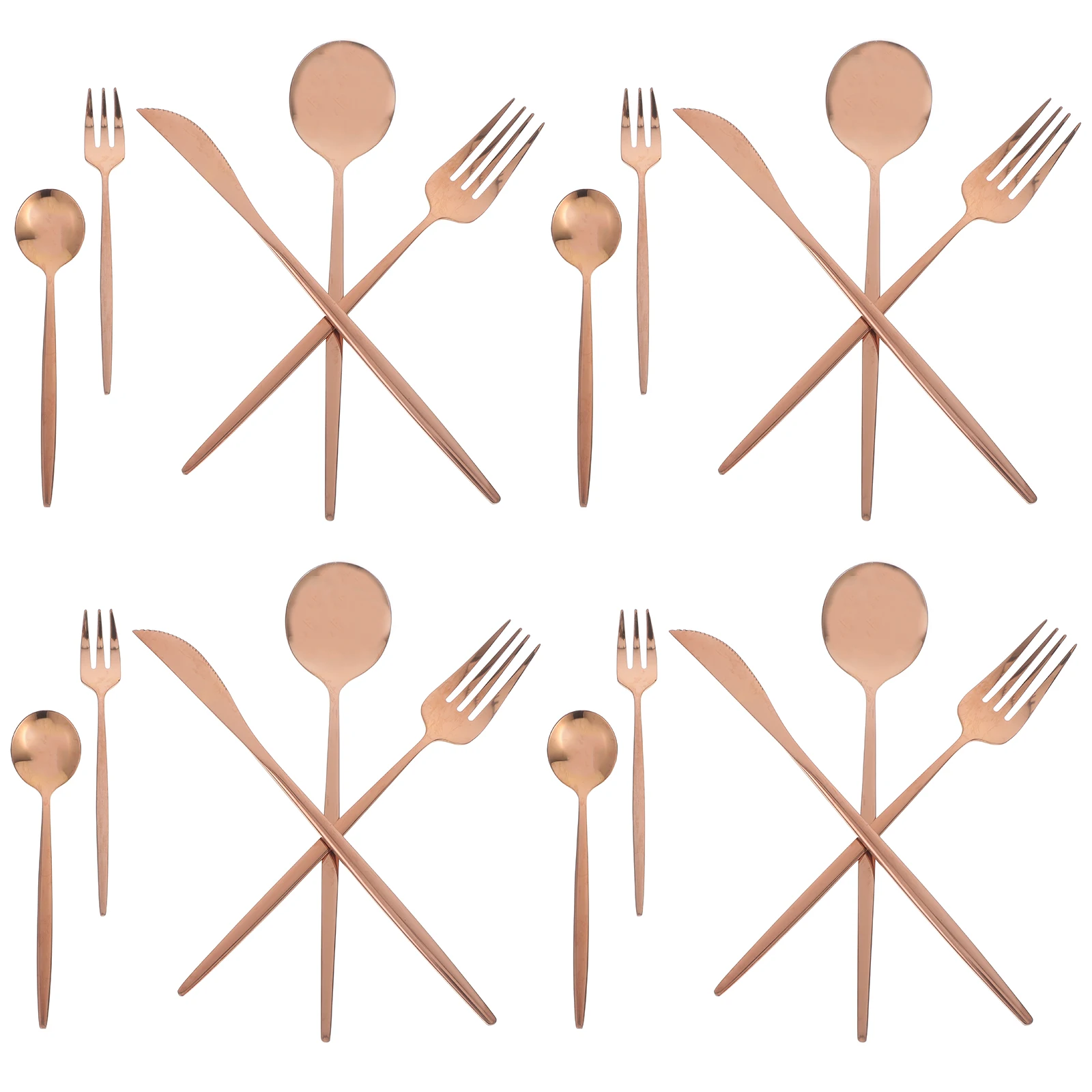 

30 Pieces Stainless Steel Cutlery Set Rose Gold Kitchen Silverware Easy Clean Family Meals Gatherings stainless