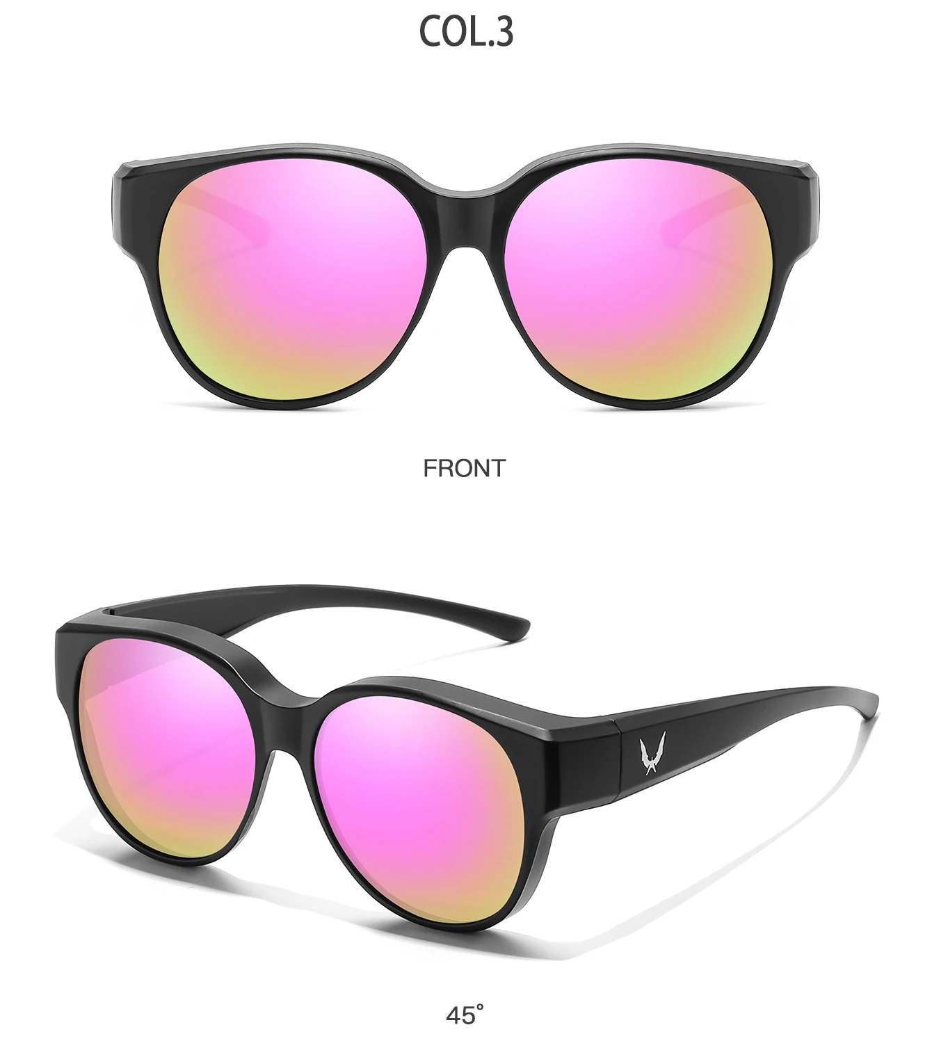 Überbrille mit Box-Cover für Myopie-Brillen, Unisex, runde Sonnenbrille mit UV-Schutz, für Outdoor-Sportarten, Angeln, Wandern, Radfahren – Detail 7