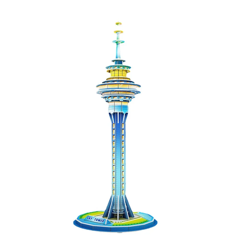 New Zealand Auckland Sky Tower 3D Paper Puzzle Building Model Toy World\'s Great Architecture Build Boy Girl Friend Travel Gift