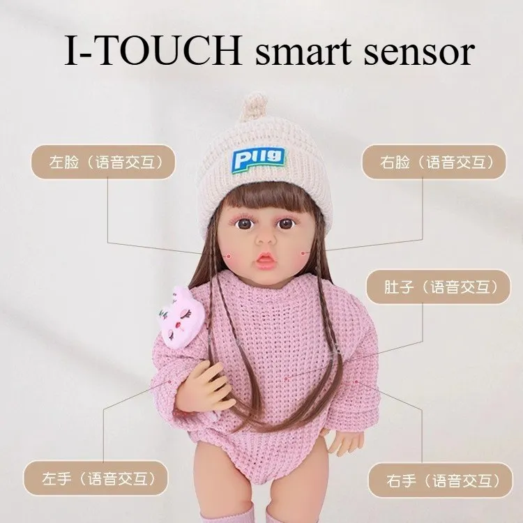 55cm 면 소재 리본 인형, 지능형 대화, 노래, 상호작용, 장난감 여자 아기