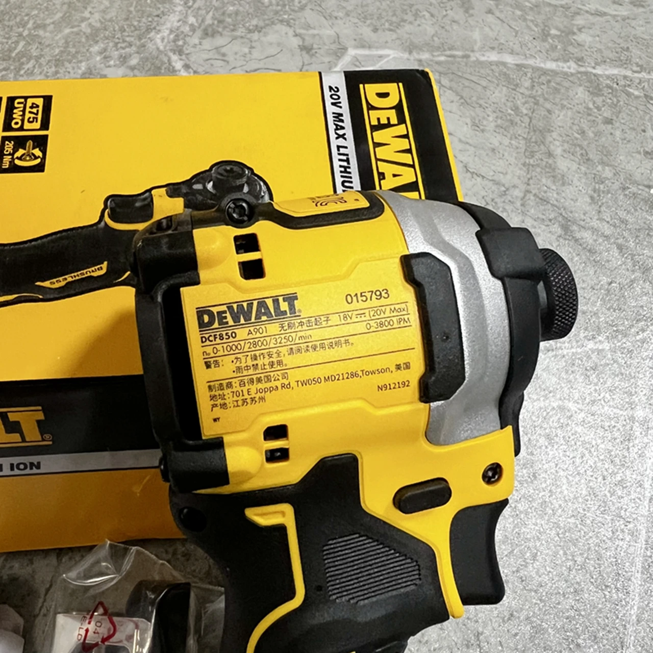 Driver de impacto sem fio Dewalt, DCF850, sem escova, 3 velocidades, ferramentas elétricas de lítio de 20V, 3250RPM, 3800IPM, 205NM, ferramenta