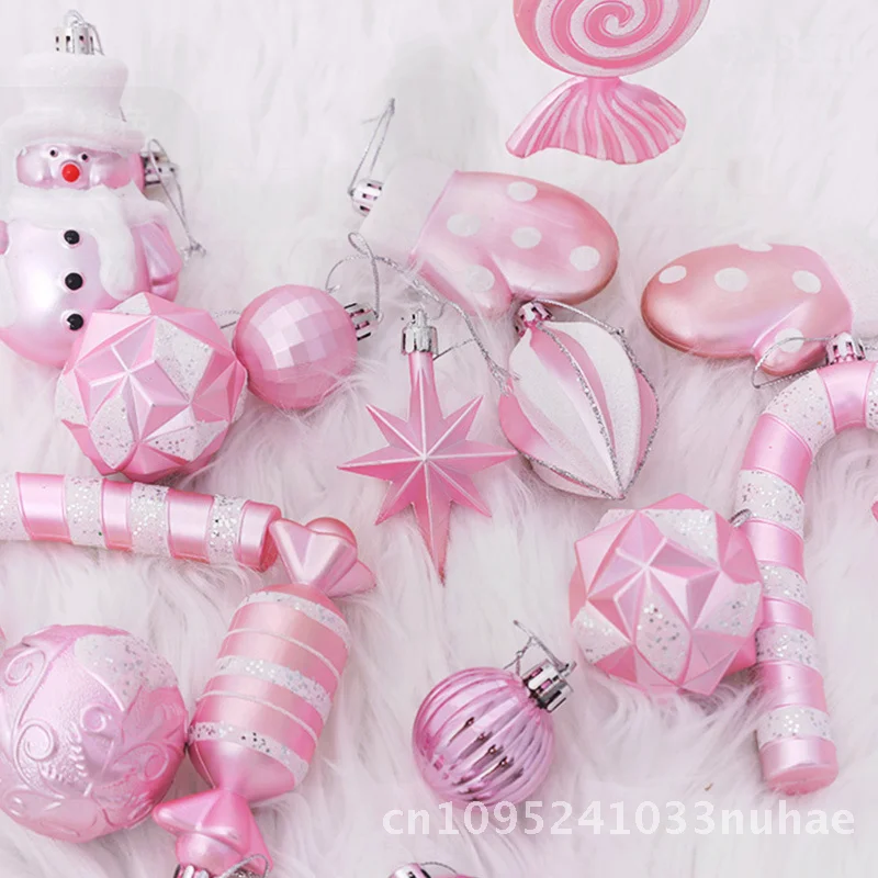 

Pink Christmas Ball Ornament 16cm Plastic Christmas Tree Pendant Decoration Suitable for Daily Use American Style Festive