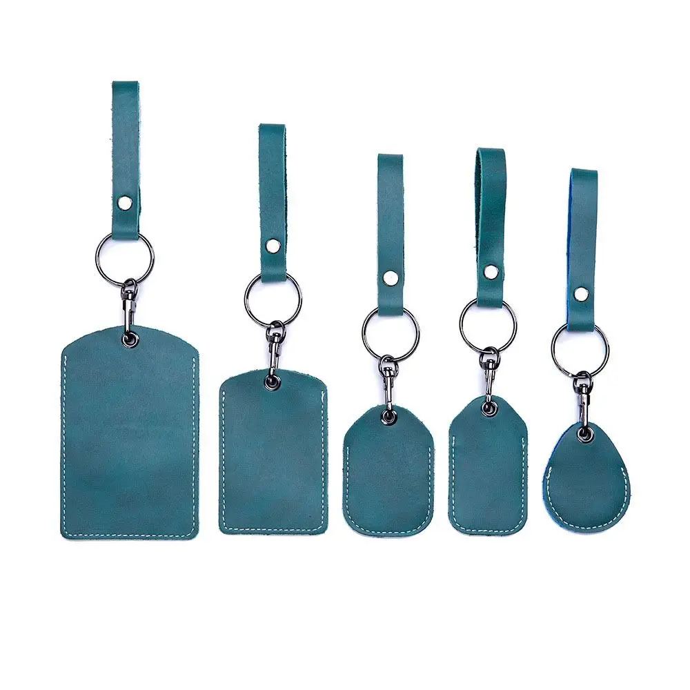 Bag Hook Access Tags Door Lock Clips ID Card Case Key Tag Ring Cow Leather Keychain Leather Key Holder