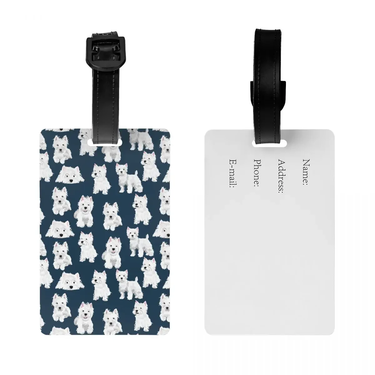 Custom West Highland White Terrier Dog Luggage Tag With Name Card Cute Westie Puppy Cover ID Label for Travel Bag Suitcase