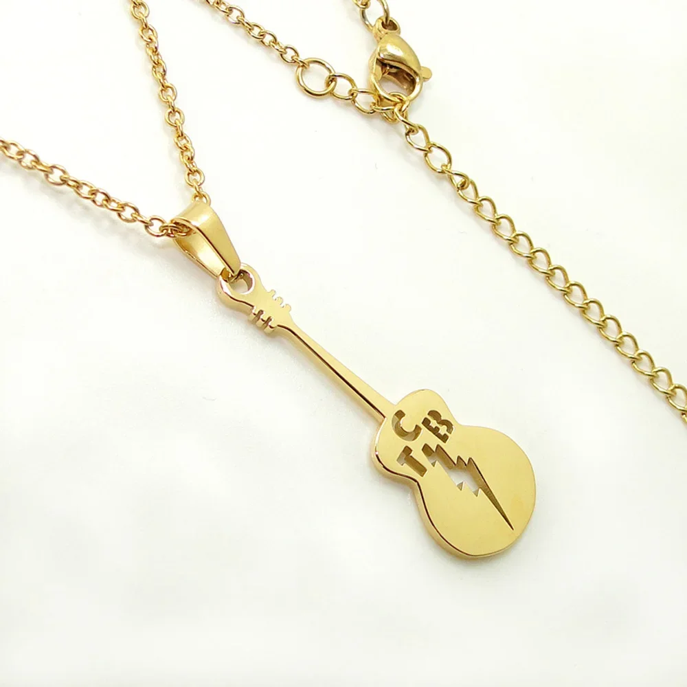 Fans memaial Gift Guitar Lute Hollow Letter B collana con ciondolo in acciaio inossidabile placcato oro gioielli appesi Drop Shipping