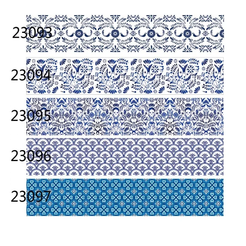 5 yards blauwe en witte bloemen grosgrain lint bedrukt voor doe-het-zelf materialen strikken accessoires