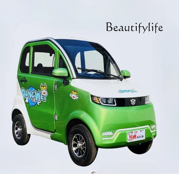 Electric Car Four-Wheel Low Speed Three-Seat Steering Wheel Fully Enclosed Heating Disc Brake Scooter Battery Car