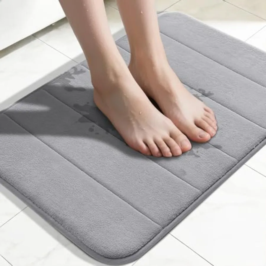 

Memory Foam Bath Mat Super Soft Absorbent Bathroom Rug Non Slip 31.5x20 Inch Quick Dry Machine Washable Floor Carpet for Tub Sh