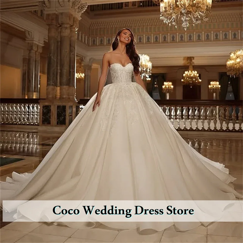 

Свадебное платье на заказ, роскошное, бальное, кружевное, без рукавов, больших размеров, длинное, с кружевной отделкой, на шнуровке, свадебное платье Vestidos De Novia