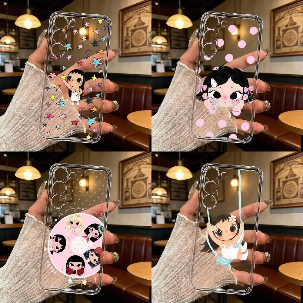 YUY Freckle Big-Eyed Doll Phone Case For Samsung Galaxy A71,A70,A52,A51,A40,A30 Transparent Cover