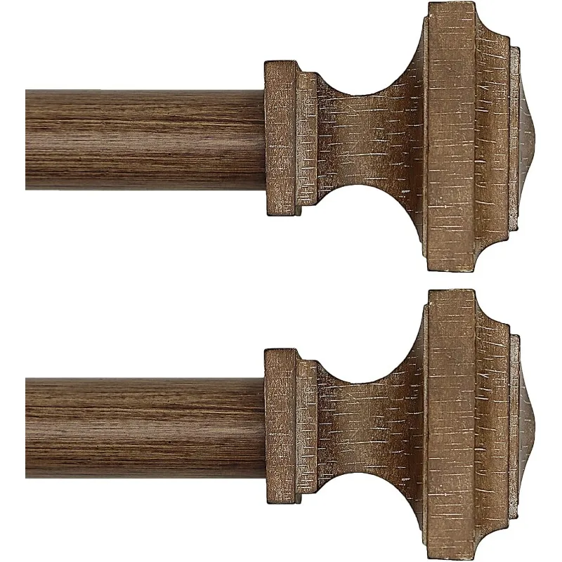 

Wooden Curtain Rods for Windows 66-120 inches Curtain Rod Diameter 1 Inch, Wood Decorative Treatment Single Window Curtain Rods