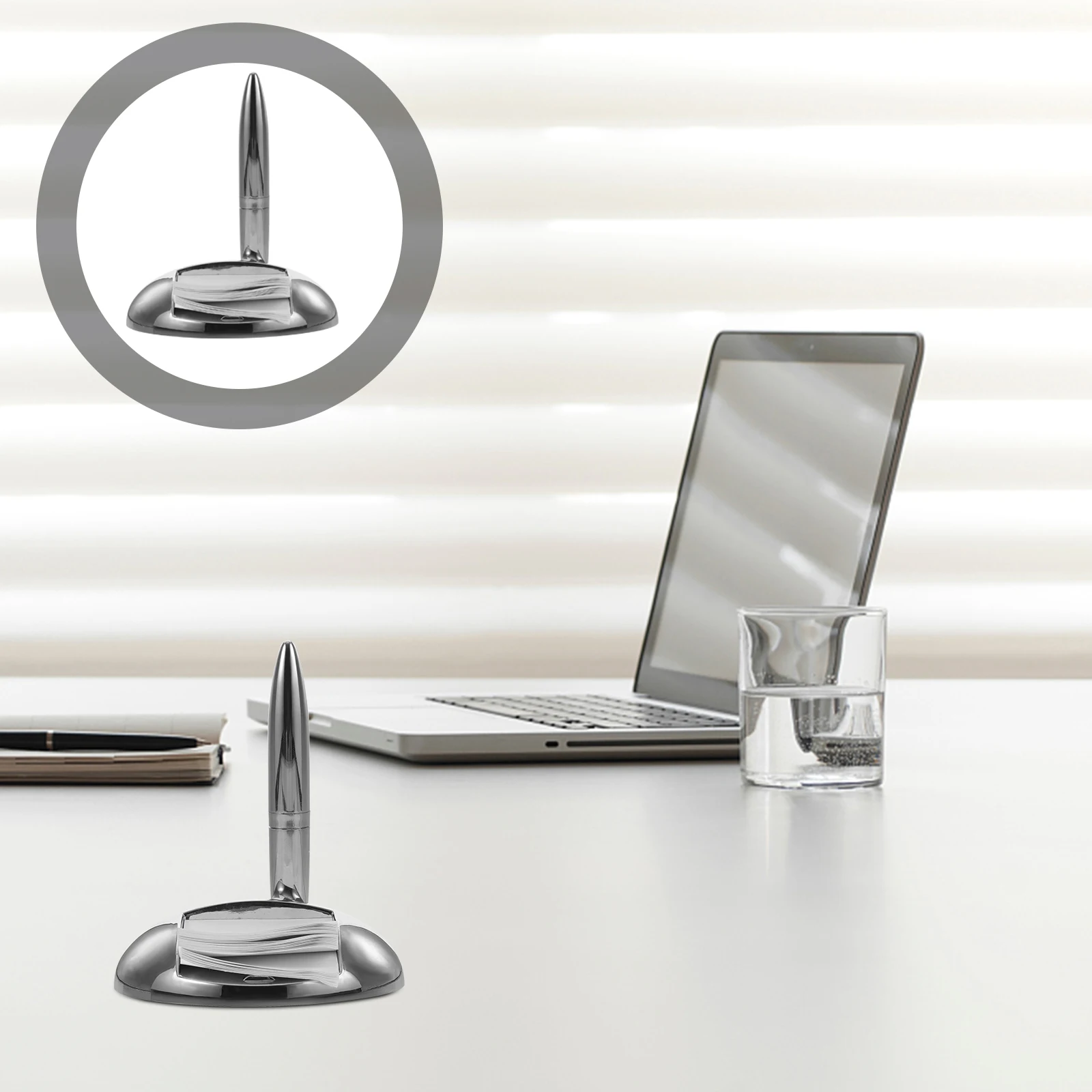 Ballpoint Pen Holder Exquisite Writing Multifunction Silver Metal Counter Business